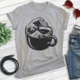 thumbnail image 2 of The Wave Coffee Cup T-shirt, Unisex Women's Men's Shirt, Clever Coffee Japanese Classical Art Gift, Heather Gray, Small, 2 of 6