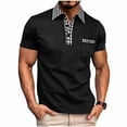 thumbnail image 2 of DPTALR Men's Solid Color Casual Lapel Half Button Short Sleeve Shirt,Black,Big and Tall Men L, 2 of 8