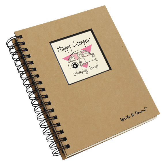 Journals Unlimited Guided Journal, Happy Camper, Glamping Journal, with a Kraft Hard Cover - 7" x 9"