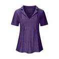 thumbnail image 3 of Njoeus Short Sleeve Shirts for Women, Shirts for Women women's V-Neck Short Sleeve Tops and Blouses Work Casual Collared Tunic Shirt Summer S-XXL, 3 of 5