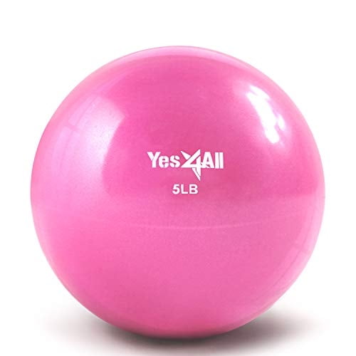 Bola tonificadora pesada Yes4All Soft de 2,3 kg, color rosa