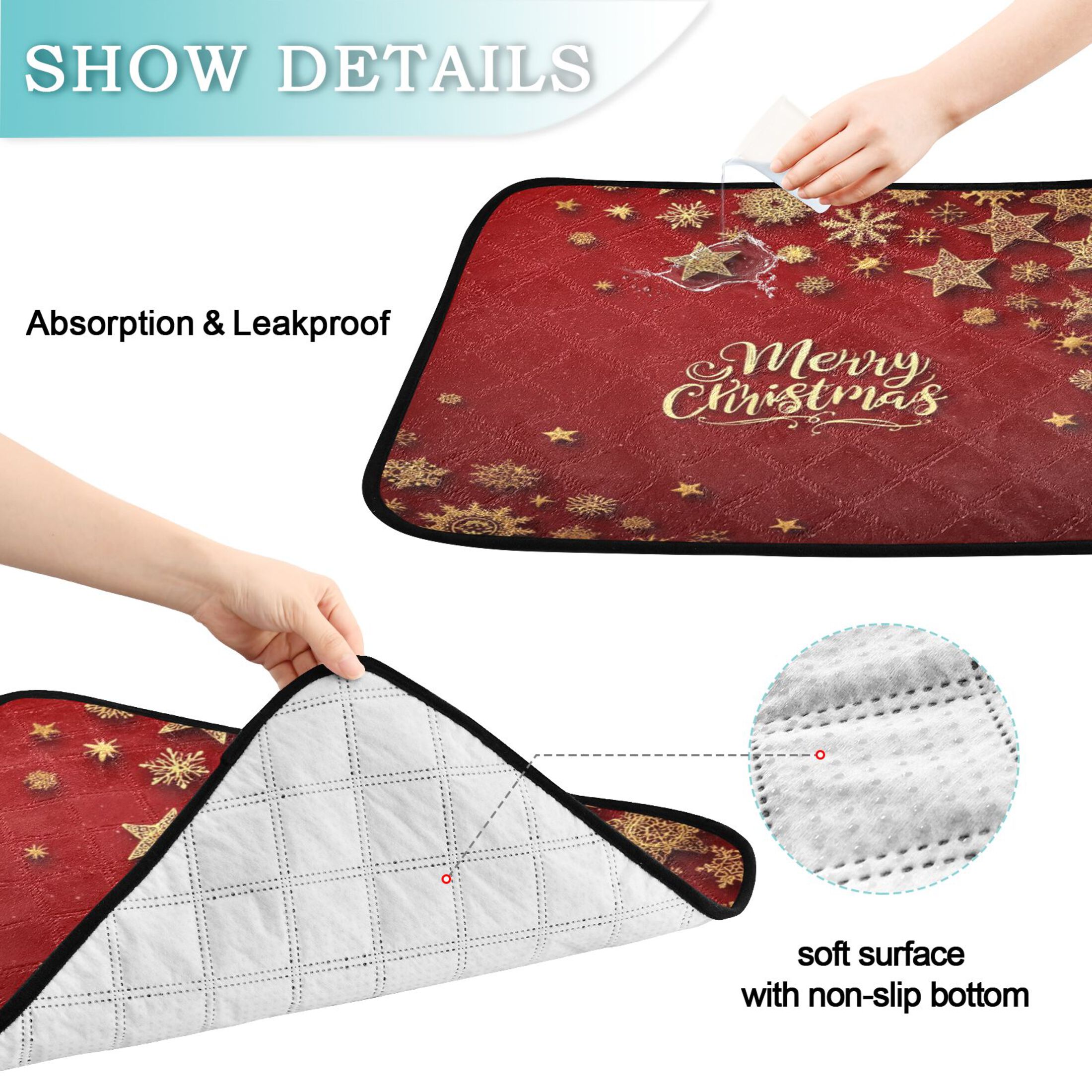 IAUYY Washable Pee Pads for Dogs Smallx3 Absorbent and Leak-Proof Non-Slip Reusable Puppy Pee Pads for Dogs Applicable to Playpen Potty Crate with Star Patterns