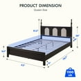 thumbnail image 3 of FitStand Queen Wood Bed Frame with Rattan Headboard and Roman Column Design, Sturdy Platform Bed with Wooden Slats Support, No Box Spring Needed, 1100 lbs Capacity, 3 of 9
