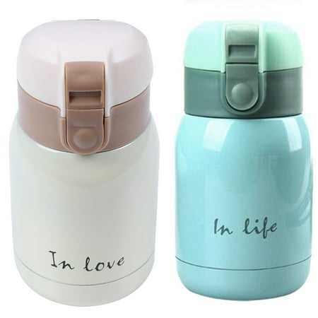 

2 Pcs mini Stainless Steel Big belly bottle 200ml Sky Blue & beige