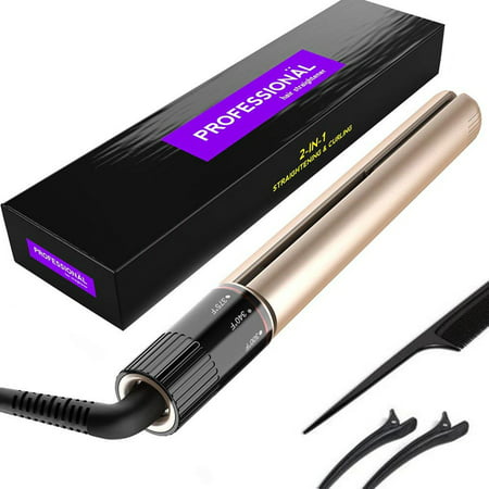 Hair Straightener，Flat Iron For Hair Styling: 2 In 1 Curling And Straightening For Women, For All Hair Types And Lengths – Non-Damaging Ceramic Plates, Adjustable