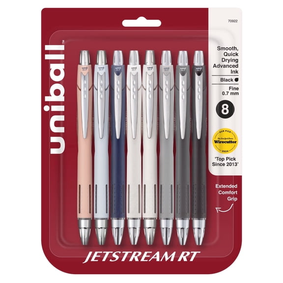 uniball™ Jetstream RT Ballpoint Pens, Fine Point (0.7mm), Black Ink, Retractable, 8 Count