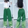thumbnail image 3 of Juslio Girls Pants Unisex Child Casual Spring NewJeans With Stylish Gradient Color for BigWide Leg Trendy Green, 3 of 4