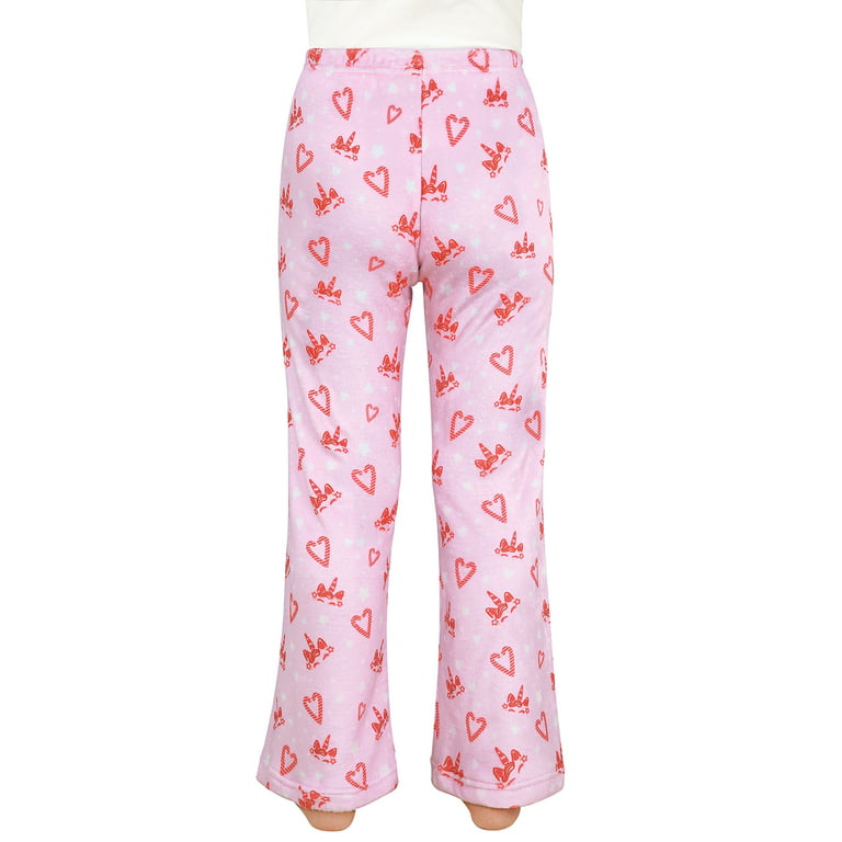 Candy Pink Fleece Pajama Bottoms in Popcorn and a Movie Pattern