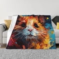 thumbnail image 1 of Balery Oil Painting Colorful Hamster Manta de Franela con Dibujo, Lujo Ultra Suave y Cálido, Antipelusa y Resistente a las Arrugas para Cama, Sofá, Camping -60"x50", 1 of 6