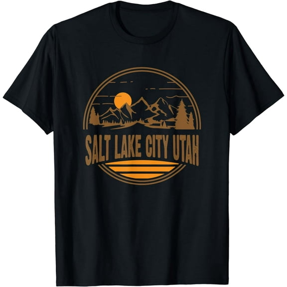 Vintage Salt Lake City, Utah Mountain Hiking Souvenir Print T-Shirt