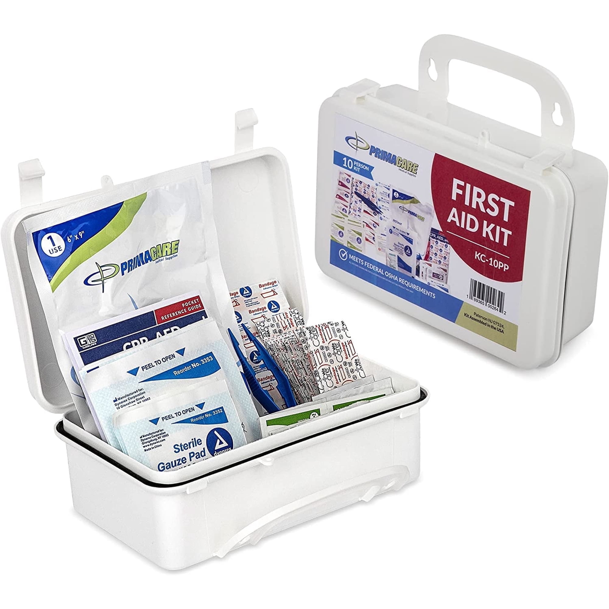 Primacare KC-10PM 10 Person Compact Emergency Preparedness First Aid Kit for Home, School and Office, Wall Mounted