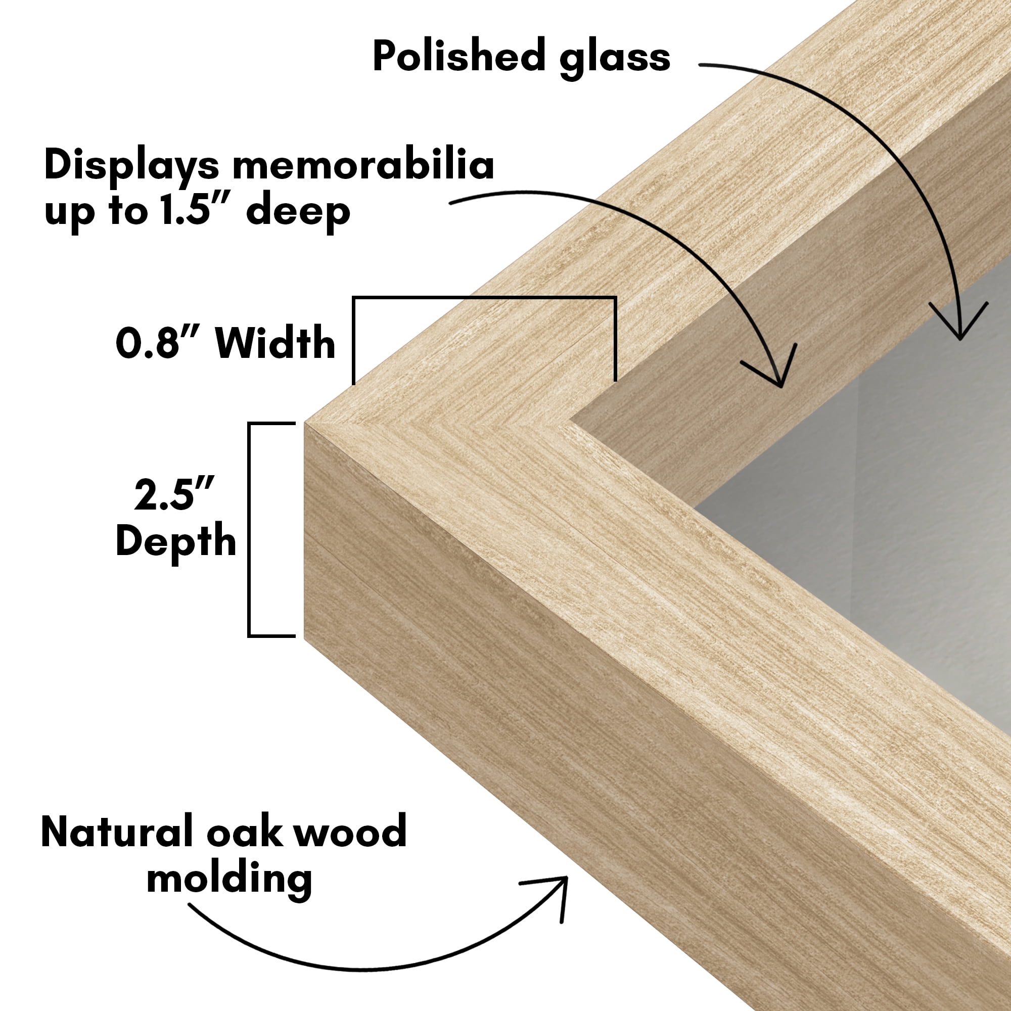 Americanflat 11x14 Shadow Box Frame with Shatter-Resistant Glass Silhouette - Dark Oak with Soft Felt Back