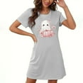 thumbnail image 2 of Sakmal Nightgowns for Women Soft Cute Halloween Loungewear Ghost and Pumpkin Print Gray Short Sleeve Nightgowns, 2 of 5
