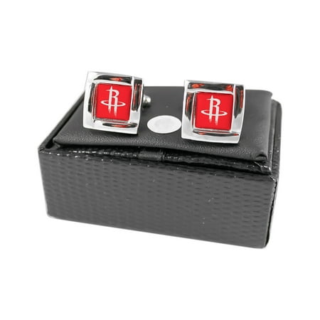 NBA Houston Rockets Square Cufflinks with Square Shape Logo Design Gift Box Set