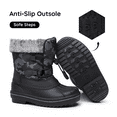thumbnail image 6 of Apakowa Boys Girls Snow Boots Outdoor Slip Resistant Insulated Waterproof Winter Snow Boots (Color : BlackGrey, Size : 2 Little Kid), 6 of 8