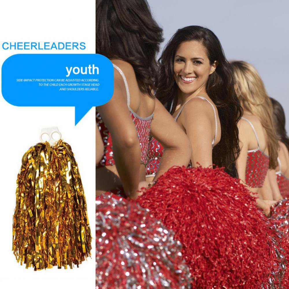 Thenshop Cheerleader Pompons – 4er Pack, Blau-weiß, Aus Metallic-Folie, Mit Ringgriff
