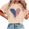 thumbnail image 4 of Mifsaly Heart American Flag Graphic Tee Women Crewneck Short Sleeve Summer Top Soft Stretchy Loose Fit Patriotic Shirt Vacation Daily Wear 4Th Of July T-Shirt XL, 4 of 5