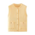 thumbnail image 1 of Ailaofu Women's Crew Neck Button Down Sweater Vest Sleeveless Knitted Pocket Vests, 1 of 6
