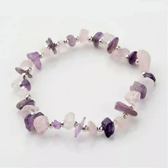 K-KED Amethyst Rose Quartz Bracelet Crystal Gemstone Reiki Healing Chakra Anxiety