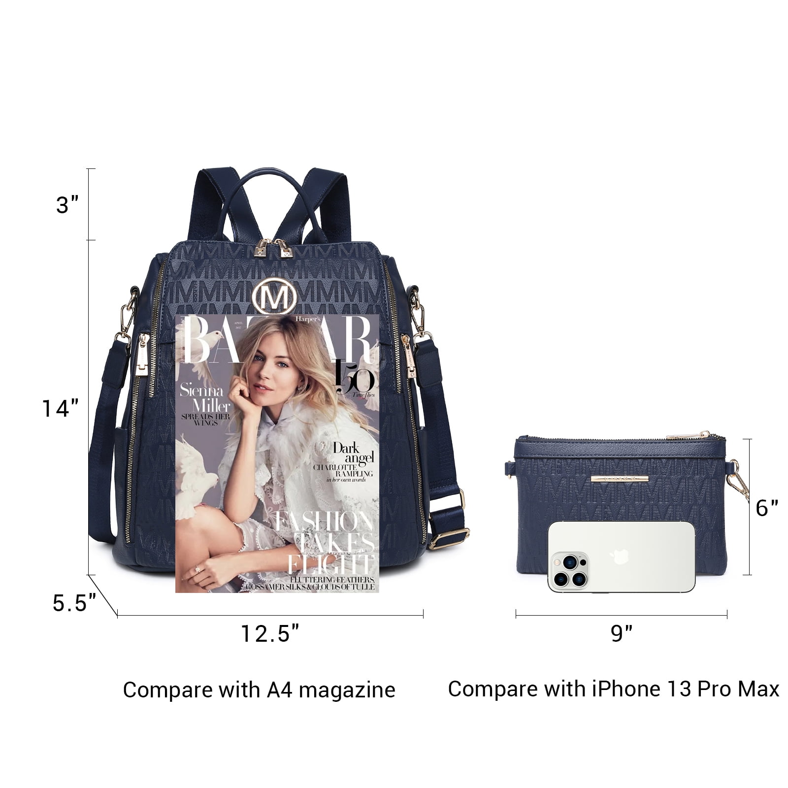 MKP COLLECTION Women Fashion Backpack Purse Travel Shoulder Bags and Purse 2Pcs
