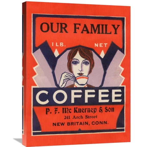 Global Gallery Retrolabel,'Our Family Coffee' Stretched Canvas Artwork