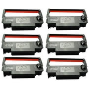 ERC 30 / 34 / 38 Ink Ribbon Cartridge Black and Red Compatible Epson TM 200, TMU 220, TMU230 Printers (6 Pack)