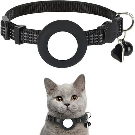 GoodTool Airtag Pet Collar with Bells Airtag Reflective Collar, Removable Safety Buckle Pet Collar Holder, Adjustable Collar Size, Fits Most Puppies, Kittens and Small Pets