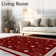 thumbnail image 2 of ODIKA 4'x6' Machine Washable Non-Slip Area Rug, Enchanted Winter Doorstep Greeting Seasonal Accent High Traffic Rug with Pad, Red, 737620, 2 of 8