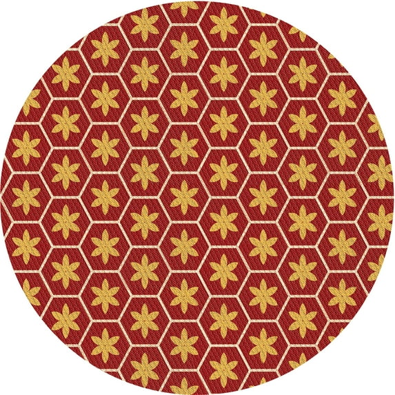 Ahgly Company Indoor Round Patterned Carrot Orange Area Rugs, 5' Round