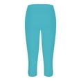 thumbnail image 3 of LIIPEE Women Leggings Casual Slim Fit Solid Color High Waist Calf Length Leggings Summer Beach Exercise Stretch Lightweight Comfortable Soft Breathable Leggings,BU2,XXL, 3 of 5