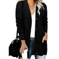 thumbnail image 1 of Fashnice Ladies Outwear Open Front Coat Long Sleeve Cardigan Sweater Loose Work Jacket Black 2XL, 1 of 2