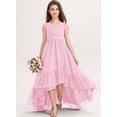 thumbnail image 2 of Drtj 2-14T Kids Junior Bridesmaid Dresses Flower Girls Party V-neck Pleated Chiffon Dresses, 2 of 6