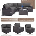 thumbnail image 6 of Kullavik Patio Furniture Set Sofa 6-Piece Wicker Sectional Sofa Set, Outdoor Furniture Rattan Patio Conversation Set with Thickened Cushions and Glass Coffee Table,Gray, 6 of 8
