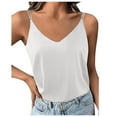 thumbnail image 6 of Beach Vacation Clothes for Women Cute Tops Women Silk Dip Tops 4 1 Crop Top Bra Top Clothes Shirts with Bra with Blouse Busty Warm Womens Silk Satin Camisole Tank V Neck Beige XL, 6 of 6