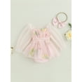 thumbnail image 5 of Baby Girls 2 Piece Outfits Floral Long Sleeves Mesh Tulle Romper Dress and Cute Headband for Toddler Infant Fall, 5 of 10