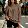 thumbnail image 5 of Womens Crewneck Sweatshirts - Loose Long Sleeve Tops Fall Casual Solid Color Pullover Coffee L, 5 of 7