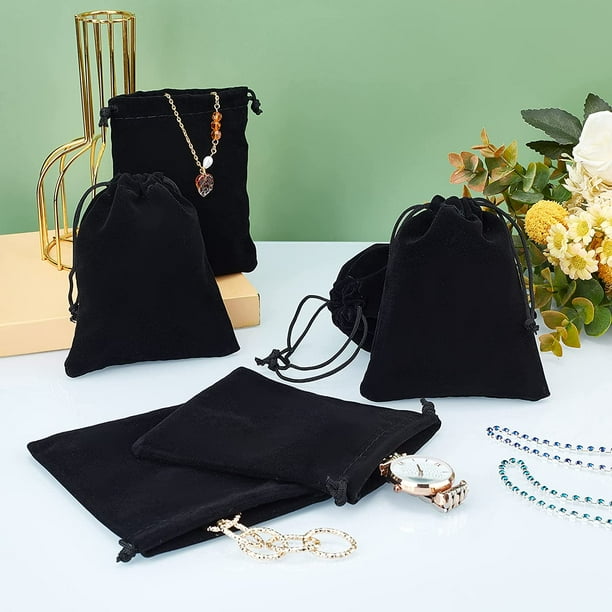 50 Pack Velvet Drawstring Bags Black Jewelry Pouches 3.9x 4.7inch Mini Dice Bags Cloth Gift Bags Party Favor Bags Halloween Treat Bags for Jewelry Bracelets Watches Crystals Storage Walmart