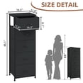 thumbnail image 3 of Eunos Black Tall Dresser for bedroom, 5 Vertical Fabric Drawers Nightstand, Living Room Hallway, 3 of 7