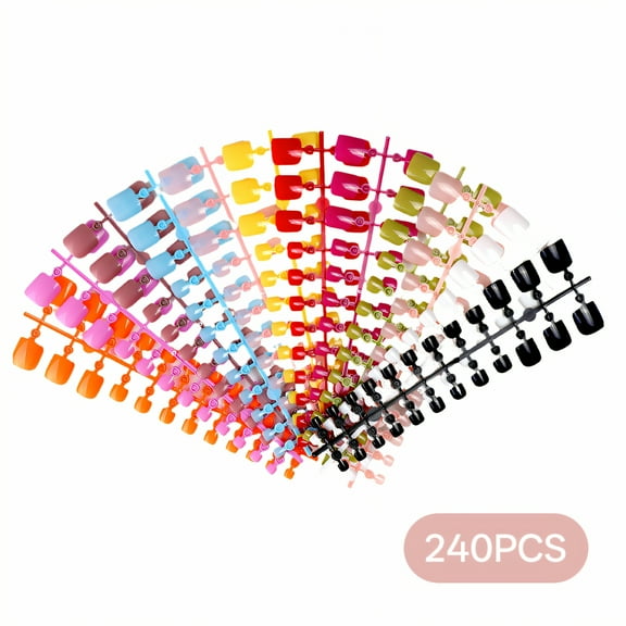 RAGUPEL 240Pcs Toe Press on Nails Square Short Clear Base Blend False Nails Simple Style Glue on Nails for Women As A Gift Mix