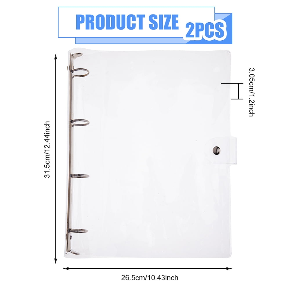 2 pc A4 6-Ring Transparent PP Plastic Binder Covers with Alloy Findings Rectangle Clear 315x265x30.5mm DIY