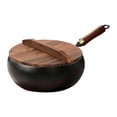 thumbnail image 2 of Klonfd Uncoated Thick Japanese Cookware 9.5 In Multifunctional Non Stick Wok With Lid, 2 of 6