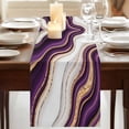 thumbnail image 3 of Purple Modern Table Runner, Classic Abstract Art Luxury Golden Washable Cotton Linen Table Runners 72 Inches Long, Dresser Scarf Runner for Dining Tables/TV Stands/Coffee/Cabinets 18''x72'', 3 of 9