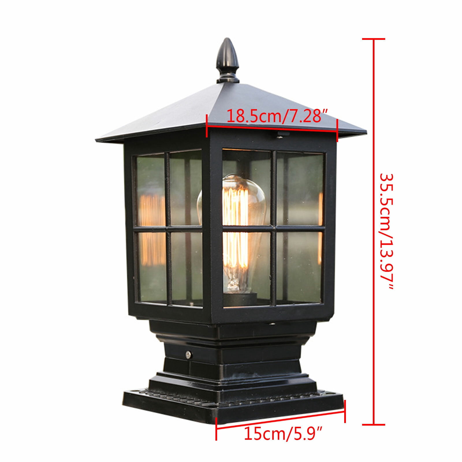 Outdoor Post Light Vintage Black Lantern Garden Fence Pillar Lamp Waterproof 24-240V 40W for Use in Bedrooms, Living Rooms, Cafes