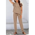 thumbnail image 2 of BTFBM Women's Two Piece Tracksuit Outfits Summer Short Sleeve Tops Long Pants Jogger Lounge Matching Sets Sweatsuit, 2 of 7