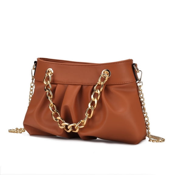 Marvila Minimalist Vegan Leather Chain Ruched Shoulder Bag by Mia K