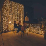 Twinkly TWPLUS-PLC-CU-10X25SPP-T 40 Wide, 6.5 FT Tall RGBW PLUS Light Curtain with 250 Lights (Transparent Wire), IP65-Rated