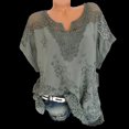 thumbnail image 2 of Moda Mujer Causal V-Cuello Blusa sólida Camiseta de manga corta Tops de encaje de verano Fridja  ghk5751, 2 of 6
