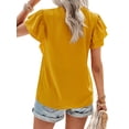 thumbnail image 5 of HUBERY Women Lace Spliced V Neck Tiered Ruffle Sleeve Solid Color Top, 5 of 7