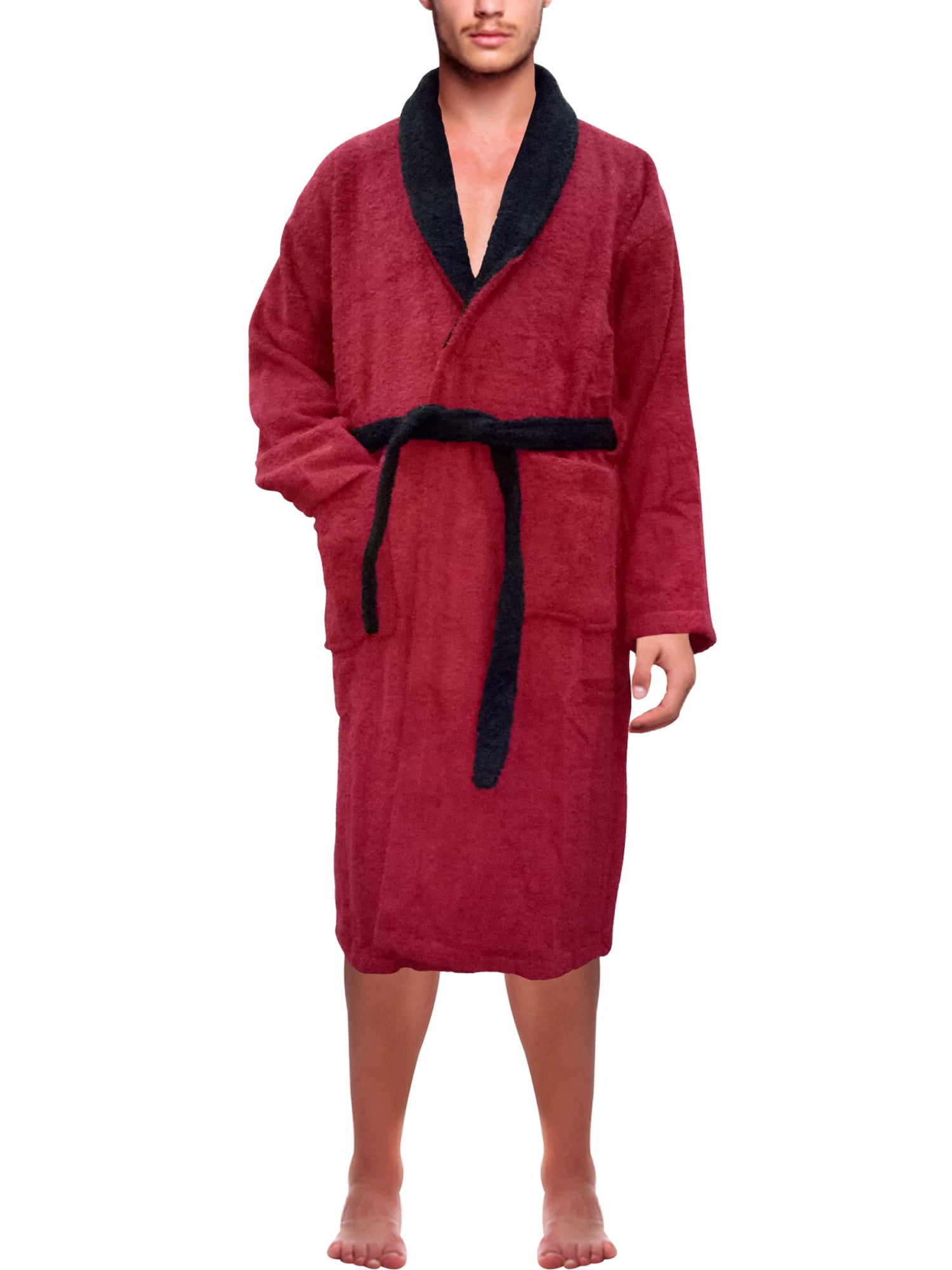 mens maroon bathrobe