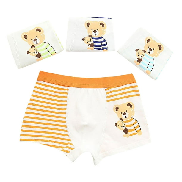jovati 4Pcs Baby Boys Kids Bear Cartoon Underwear Children Underpants Short  Pants